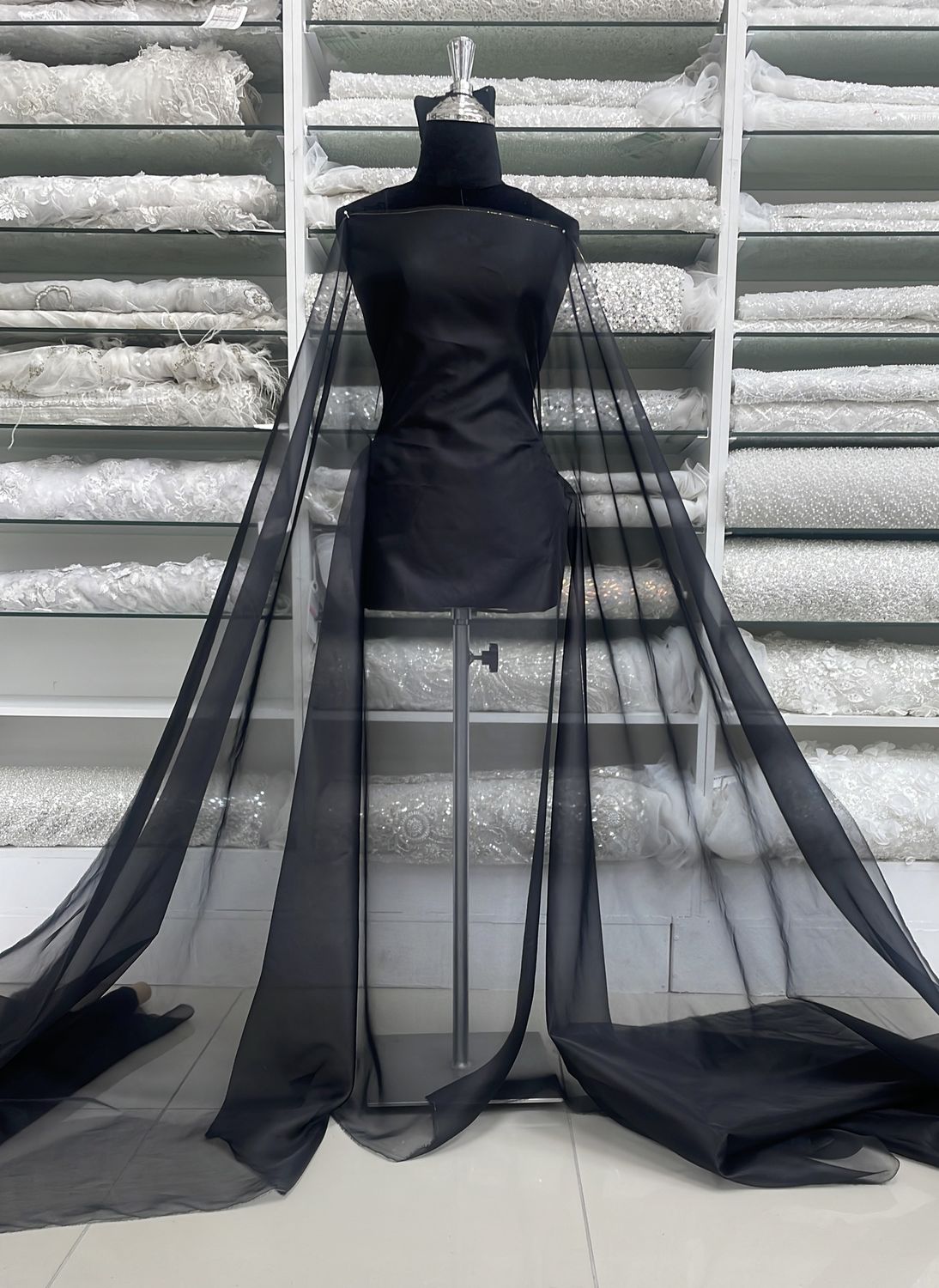 [ 24736 ] Silk Organza-38001-137-BLACK-6 per Meter