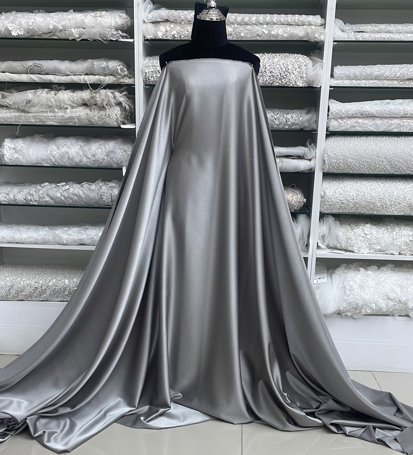 Crepe [ 19314 ] Crepe Crispy Plain Dyed/150cm/5g/LT CHARCOAL Col 27 - per Meter