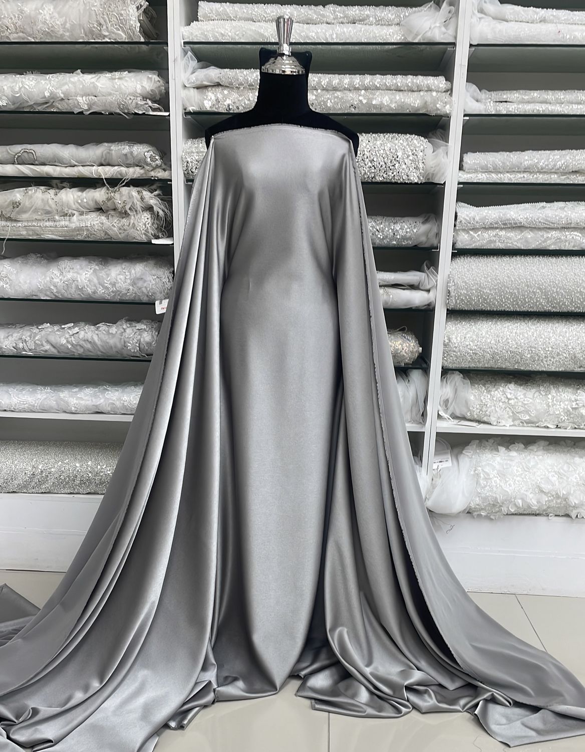 Crepe [ 17823 ] Crepe Crispy Plain Dyed/150cm/5g/SILVER Col 28 - per Meter
