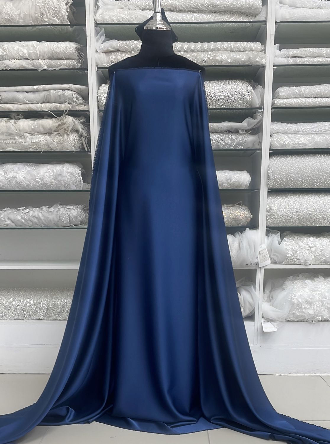 Crepe [ 17815 ] Crepe Crispy Plain Dyed/150cm/5g/NAVY Col 39 - per Meter