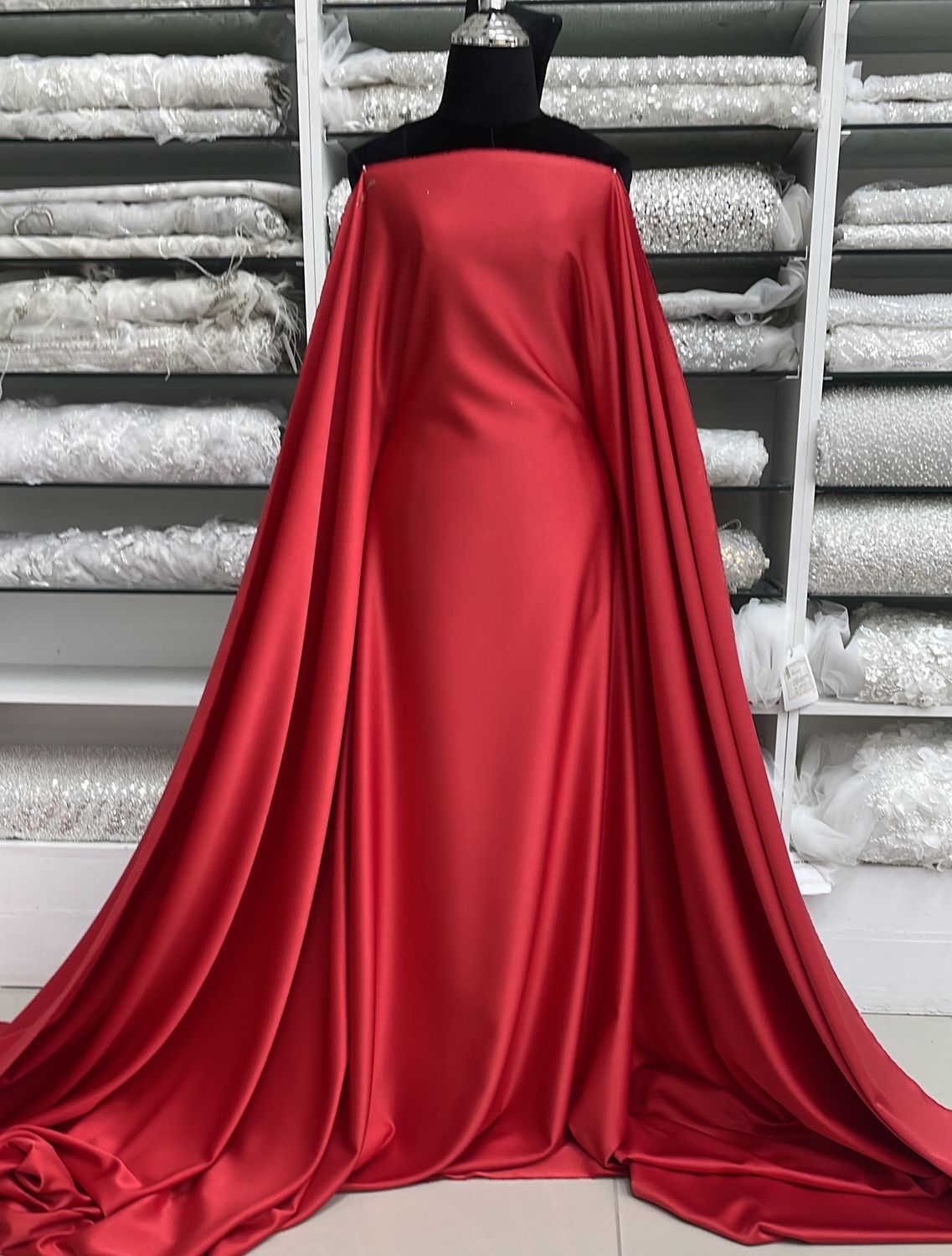 Crepe [ 17824 ] Crepe Crispy Plain Dyed/150cm/5g/RED Col 40 - per Meter