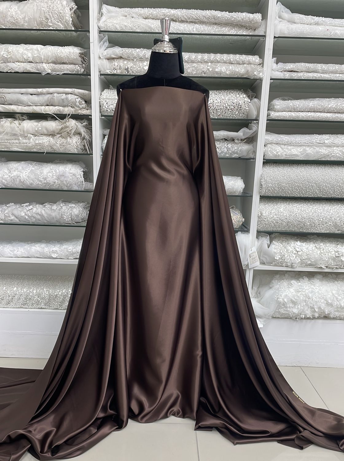 [ 23674 ] Satin Zara NonStr-150-Choc-C per Meter