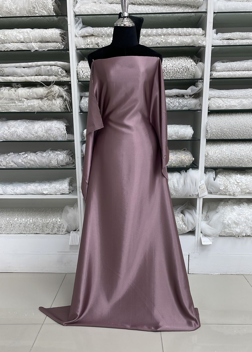 [ 15681 ] Satin Non Stretch Plain Dyed/150/5g/FLINT per Meter