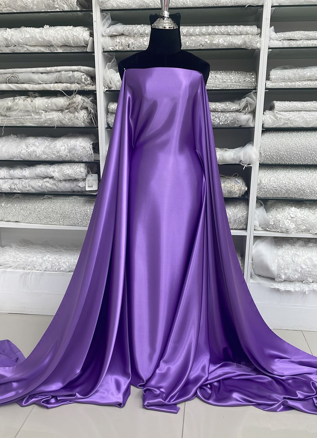[ 19768 ] Satin Non Stretch Plain Dyed/150/5g/LAVENDER per Meter