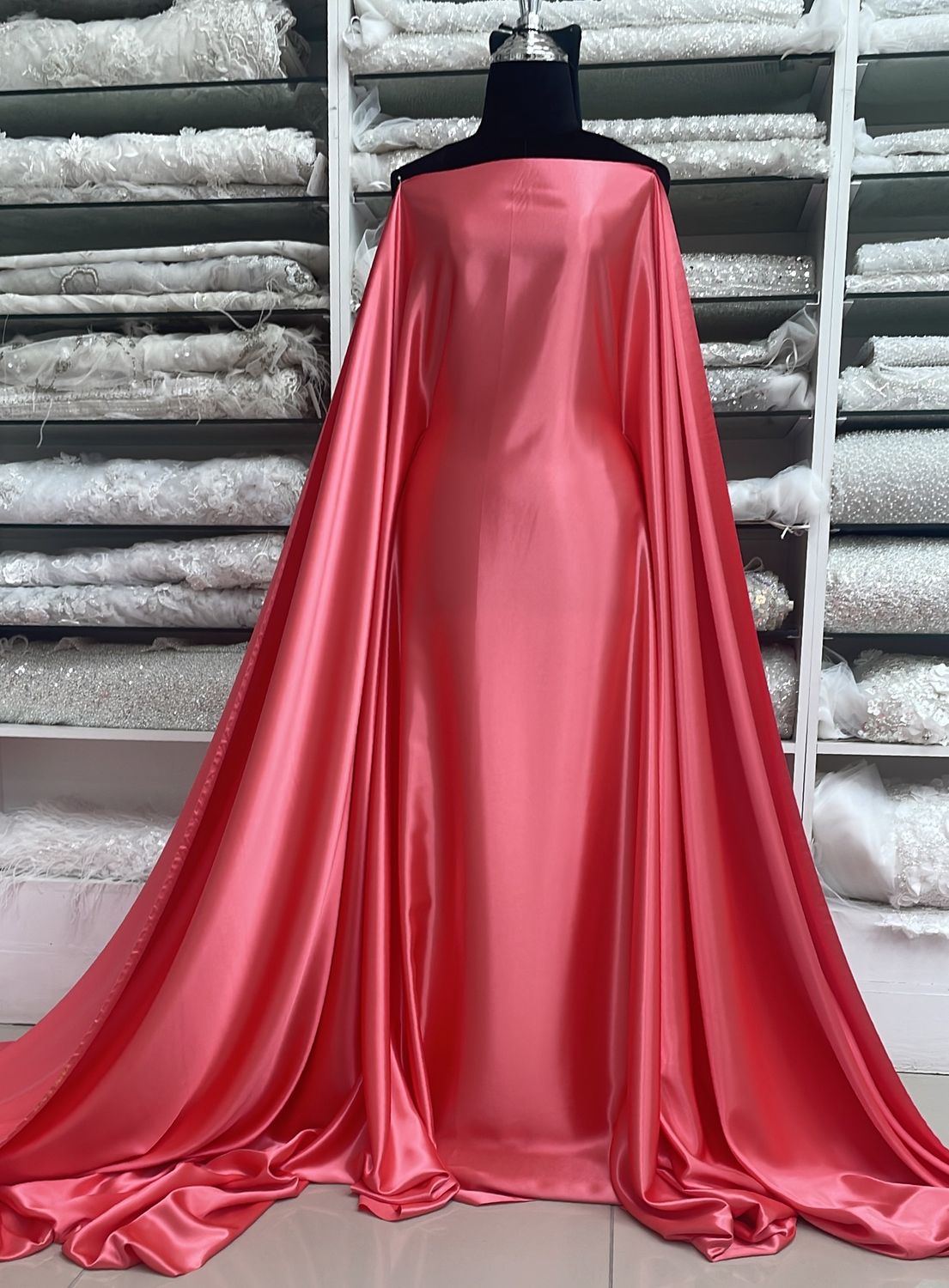 [ 19774 ] Satin Non Stretch Plain Dyed/150/5g/CORAL per Meter