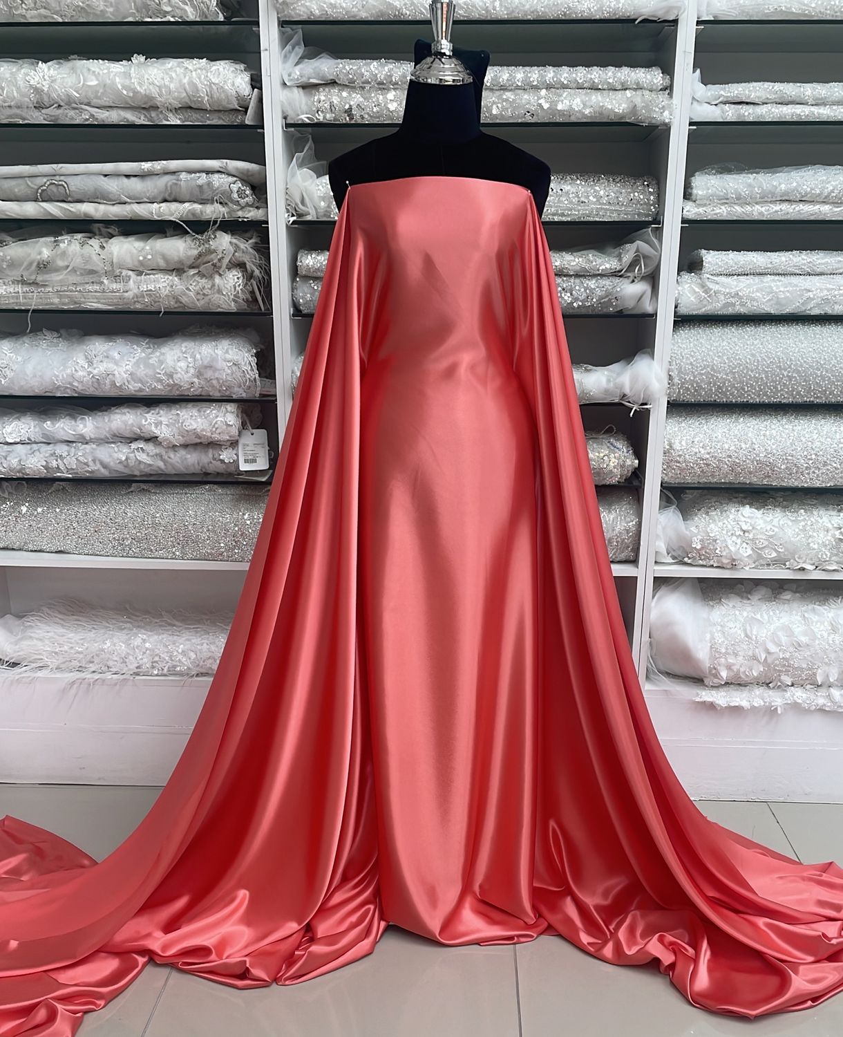 [ 19781 ] Satin Non Stretch Plain Dyed/150/5g/MELON per Meter