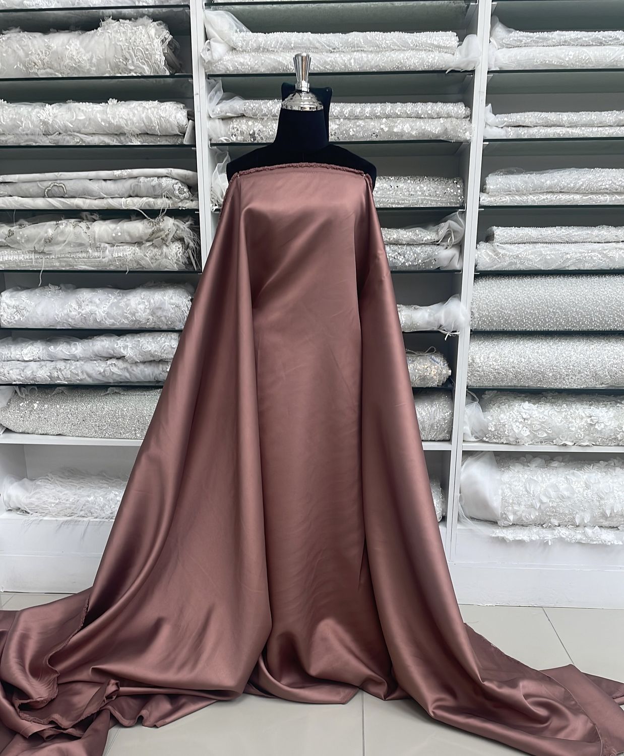 [ 21787 ] Satin Mikado Plain Dyed/150/5g/ASH ROSE per Meter
