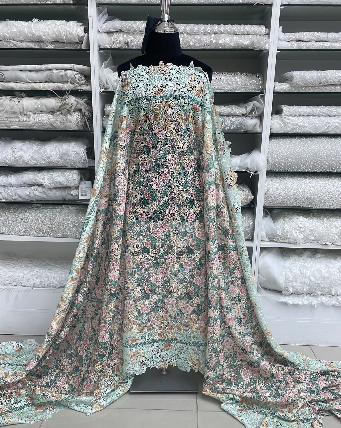 Dress Fabric Lace Chemical Printed-per m-137-05-Green