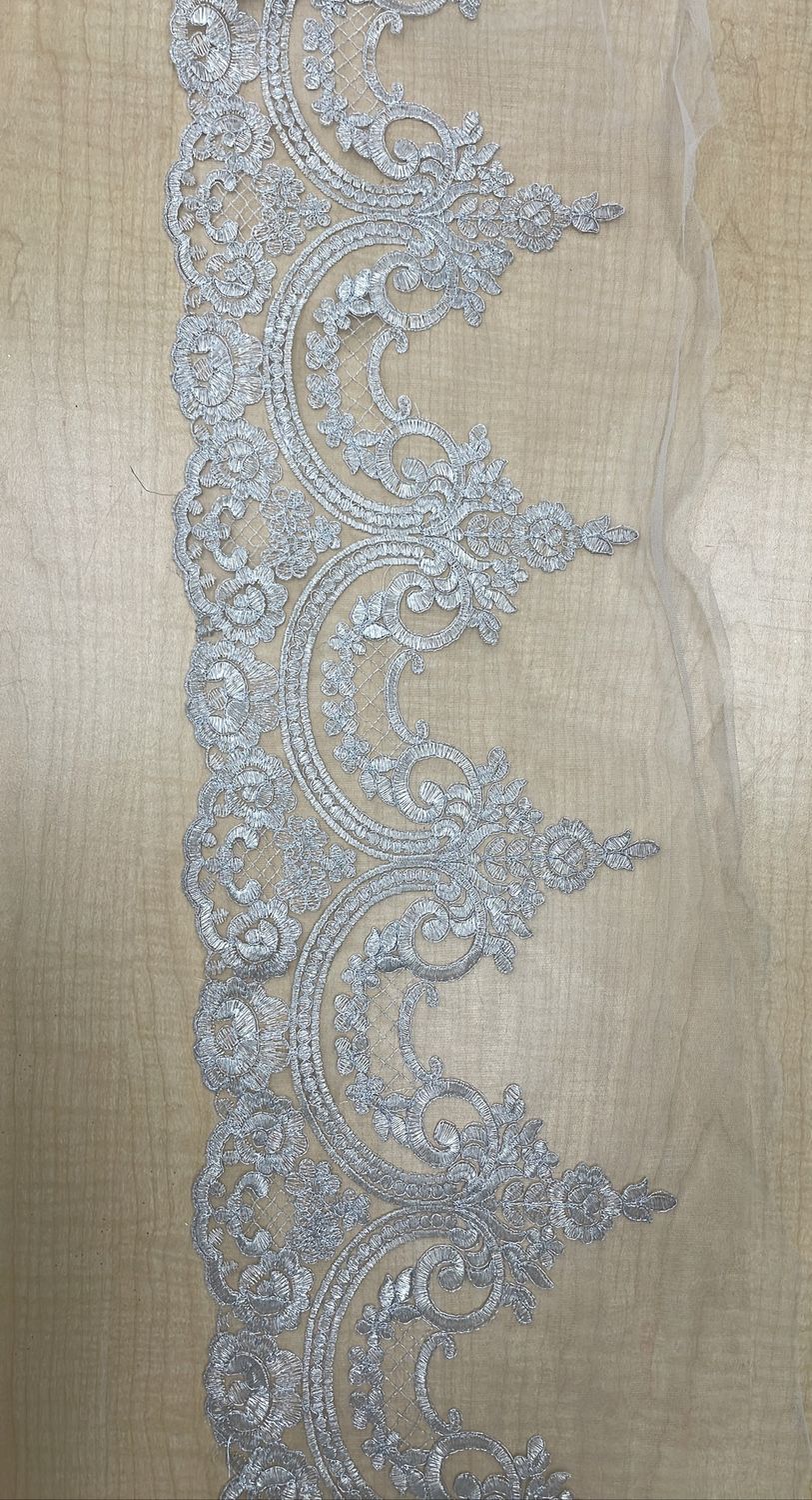 [ LABC-AF-DG40-3 ] LaceBorderCord25cm-SILVER1 per Meter