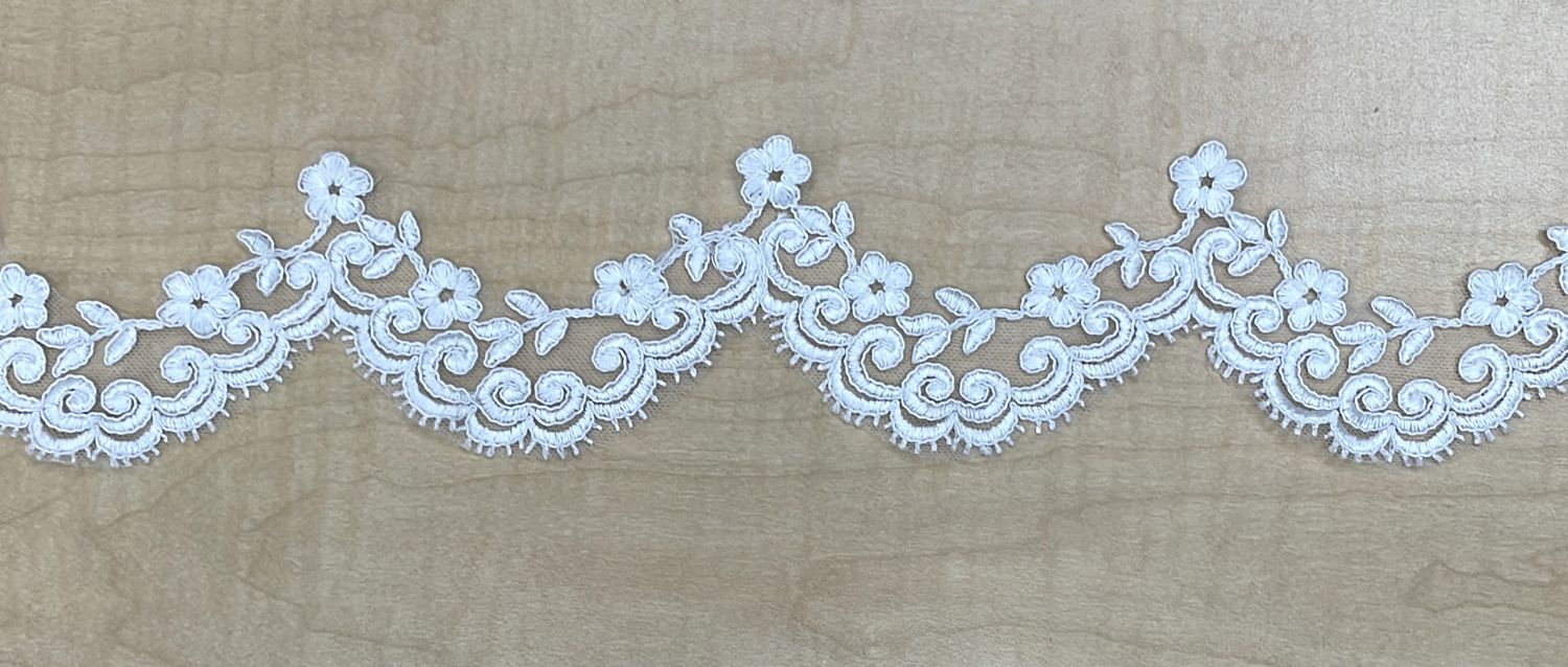 [ 21236 ] Lace Border Corded/9cm/5g/WHITE per Meter