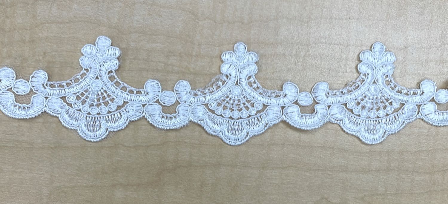 [ 21232 ] Lace Border Corded/6cm/5g/WHITE per Meter