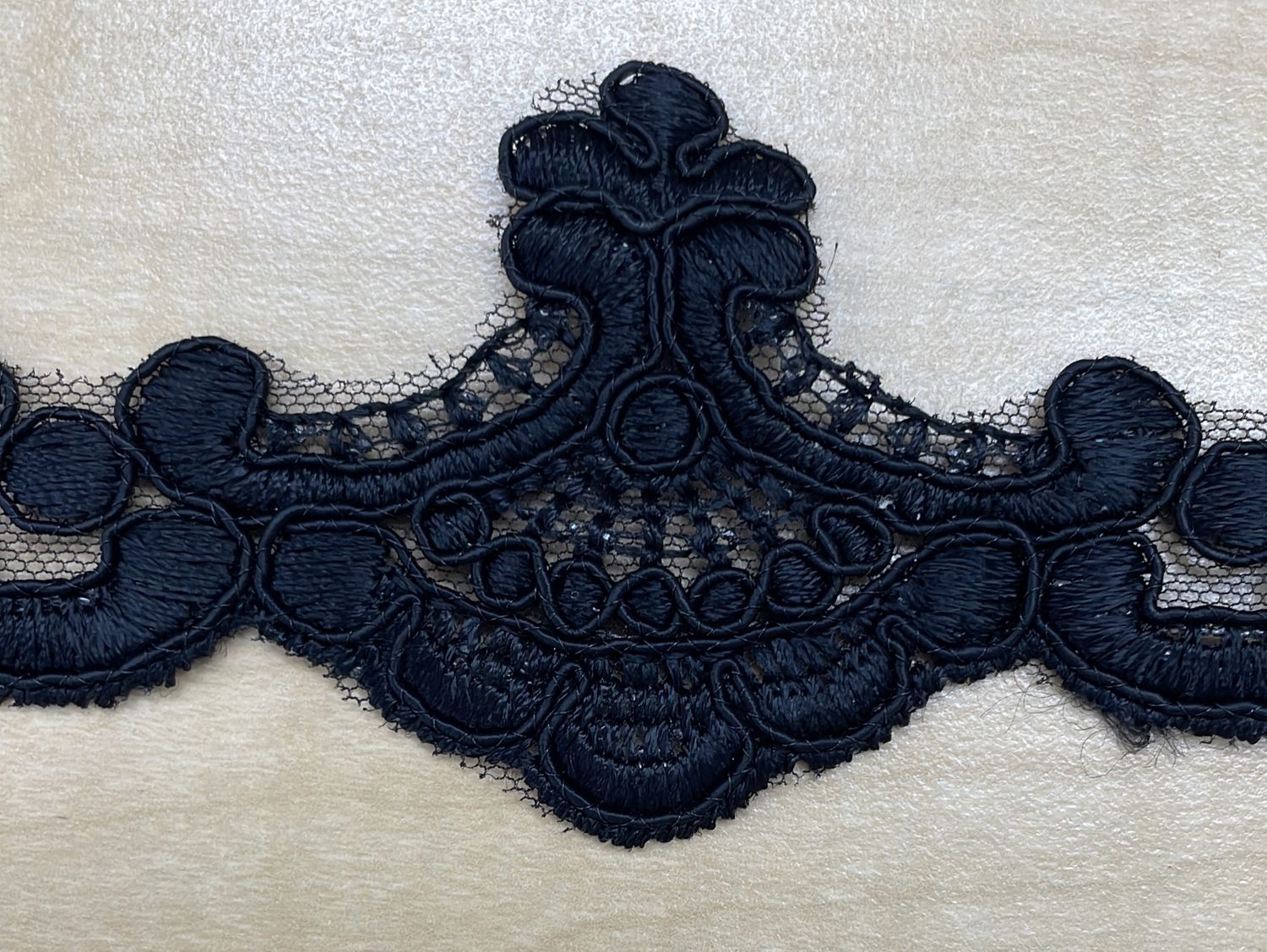 [ 21233 ] Lace Border Corded/6cm/5g/BLACK per Meter