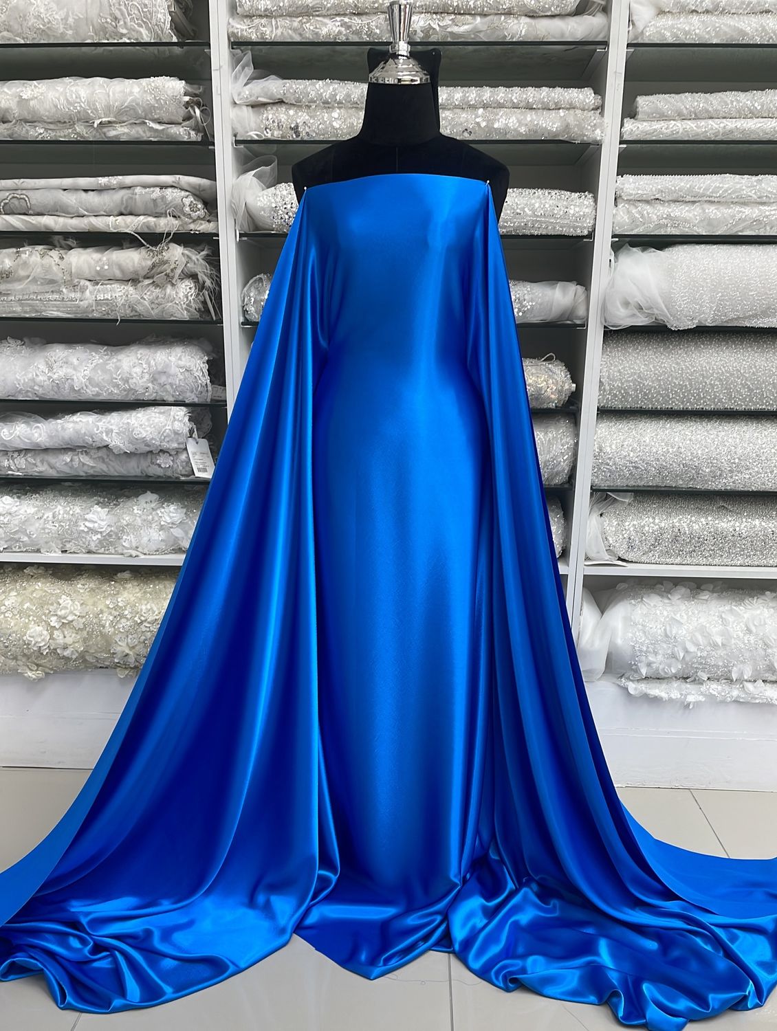 [ 19772 ] Satin Non Stretch Plain Dyed/150/5g/AZURE per Meter