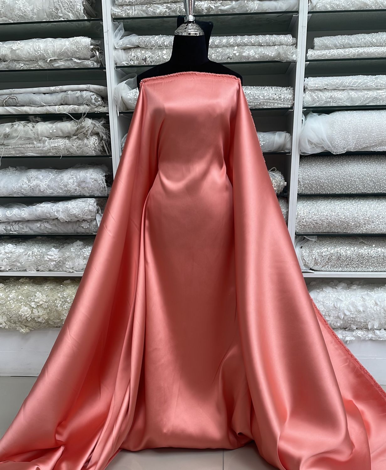 [ SM-G17A-8884-7 ] SatinMikado-150cm-CORAL per Meter