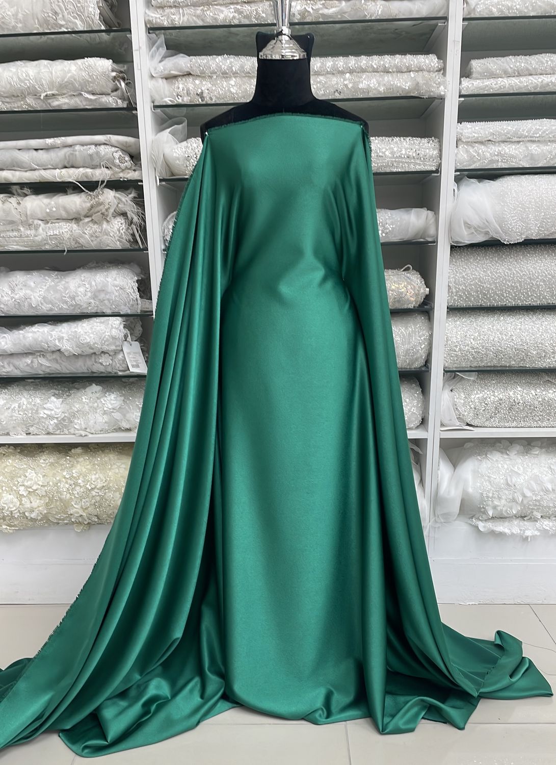 Crepe [ 18841 ] Crepe Crispy Plain Dyed/150cm/5g/EMERALD GREEN Col 46 - per Meter