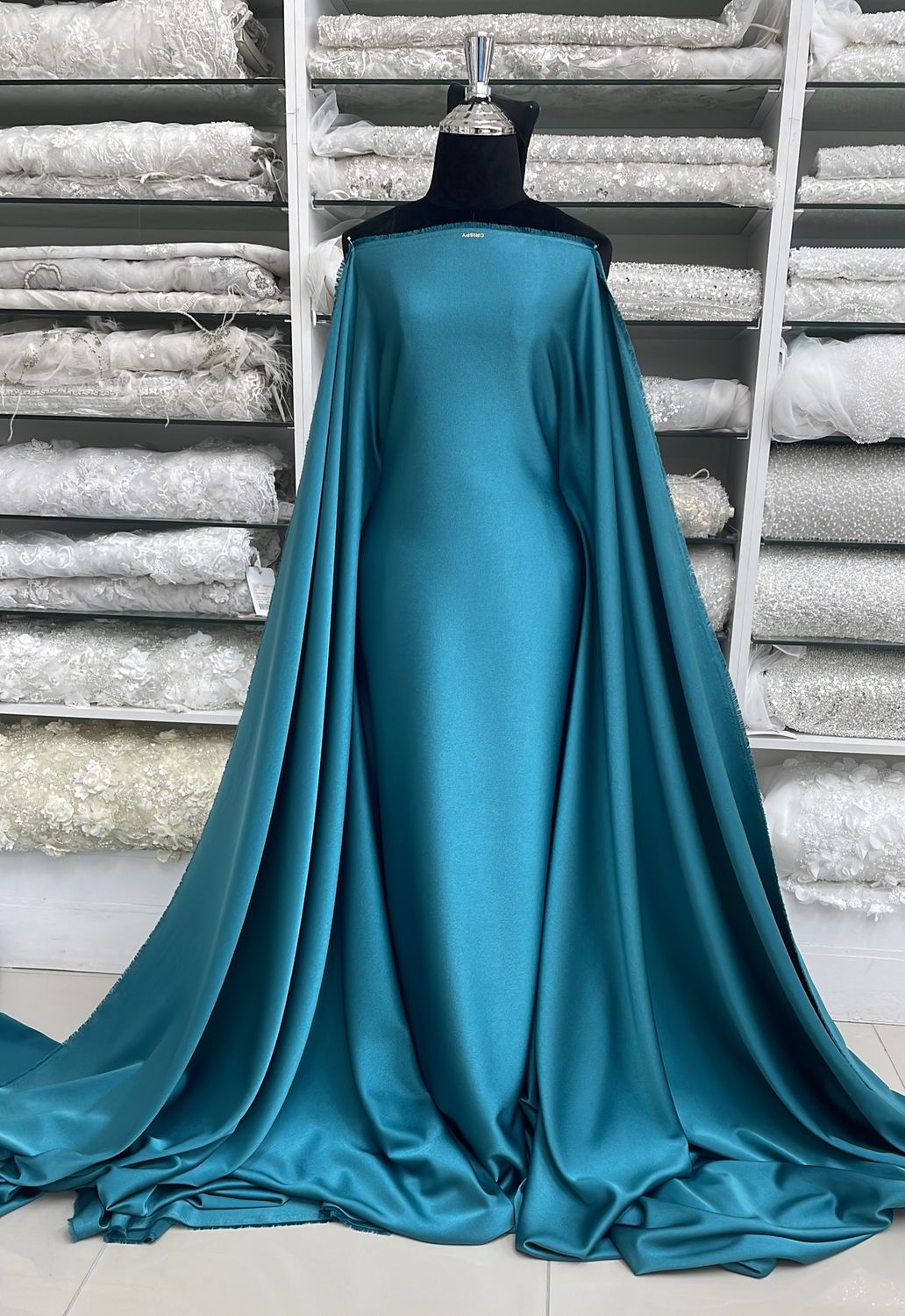 Crepe [ 17814 ] Crepe Crispy Plain Dyed/150cm/5g/TEAL Col 35 - per Meter