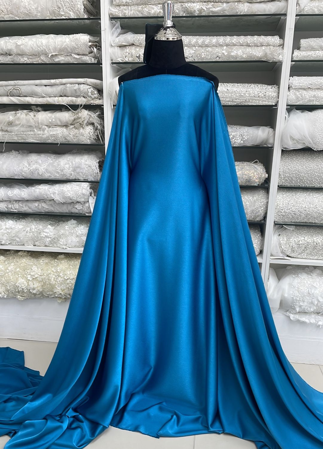 Crepe [ 18839 ] Crepe Crispy Plain Dyed/150cm/5g/BONDI BLUE Col 37 - per Meter
