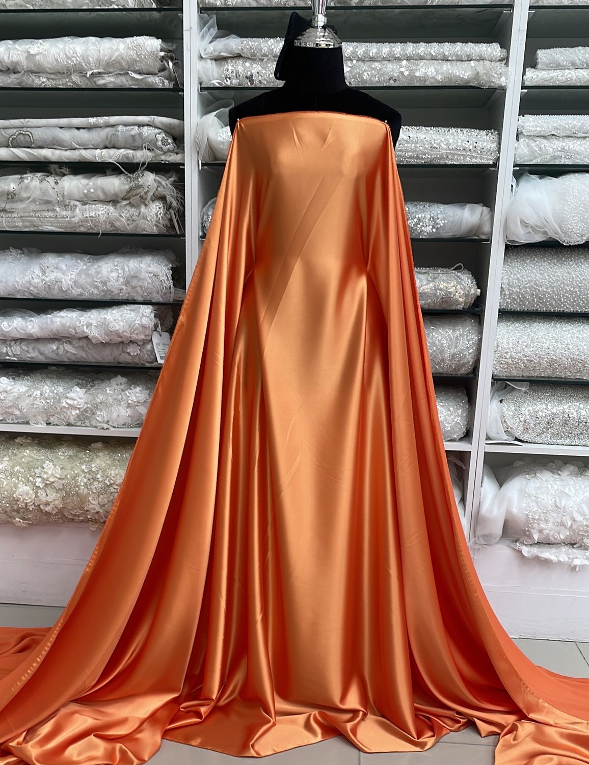 [ SS-KB-2015-01 ] Stretch Satin 150w Orange per Meter
