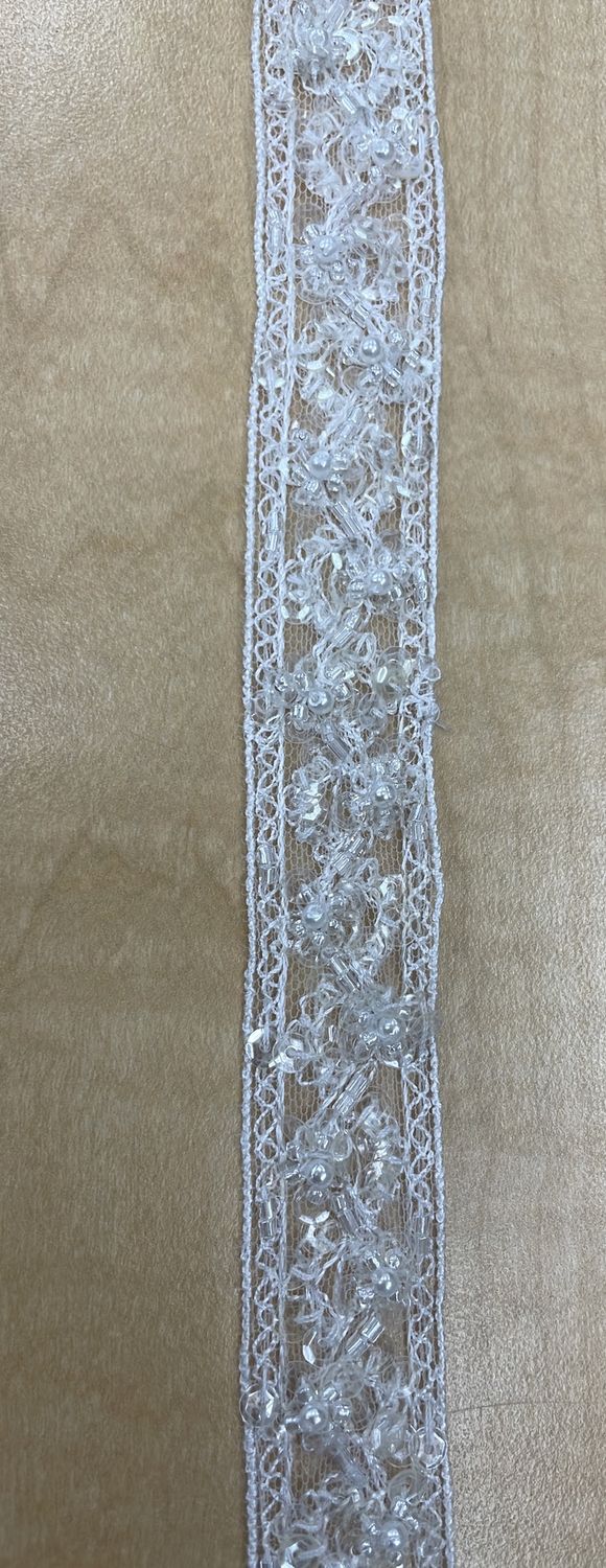 [ BB-ROR7318W ] Braid Beaded 2cm - White per Meter