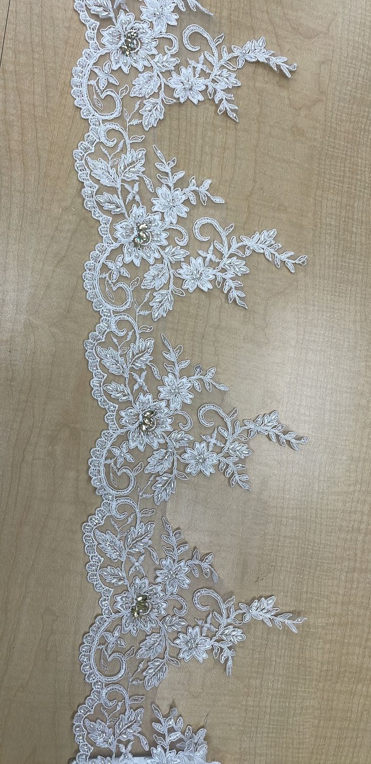 [ LABB-ROR-4656-2 ] LACE BOR CORD BEAD 15CM WHITE per Meter