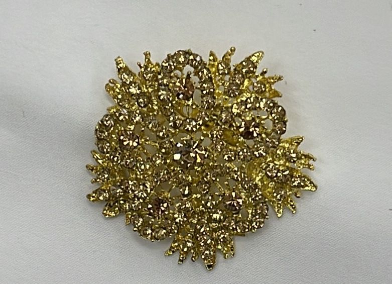 [ BRO-AF-282-1 ] Brooch-Floral Diamante Round - Gold per Each