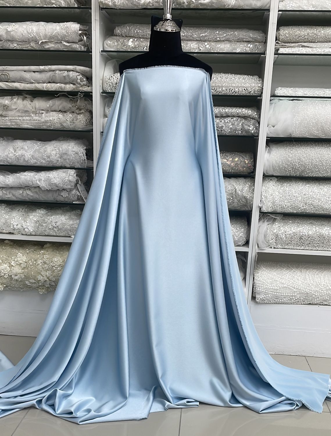 Crepe [ 17816 ] Crepe Crispy Plain Dyed/150cm/5g/SKY Col 48 - per Meter