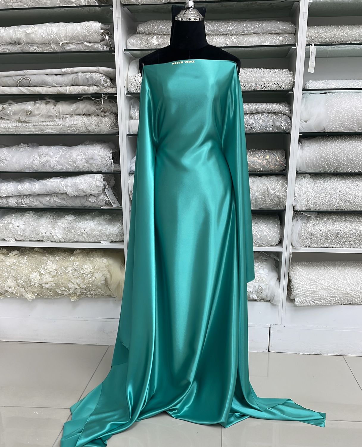 [ 15697 ] Satin Non Stretch Plain Dyed/150/5g/SEA FOAM per Meter