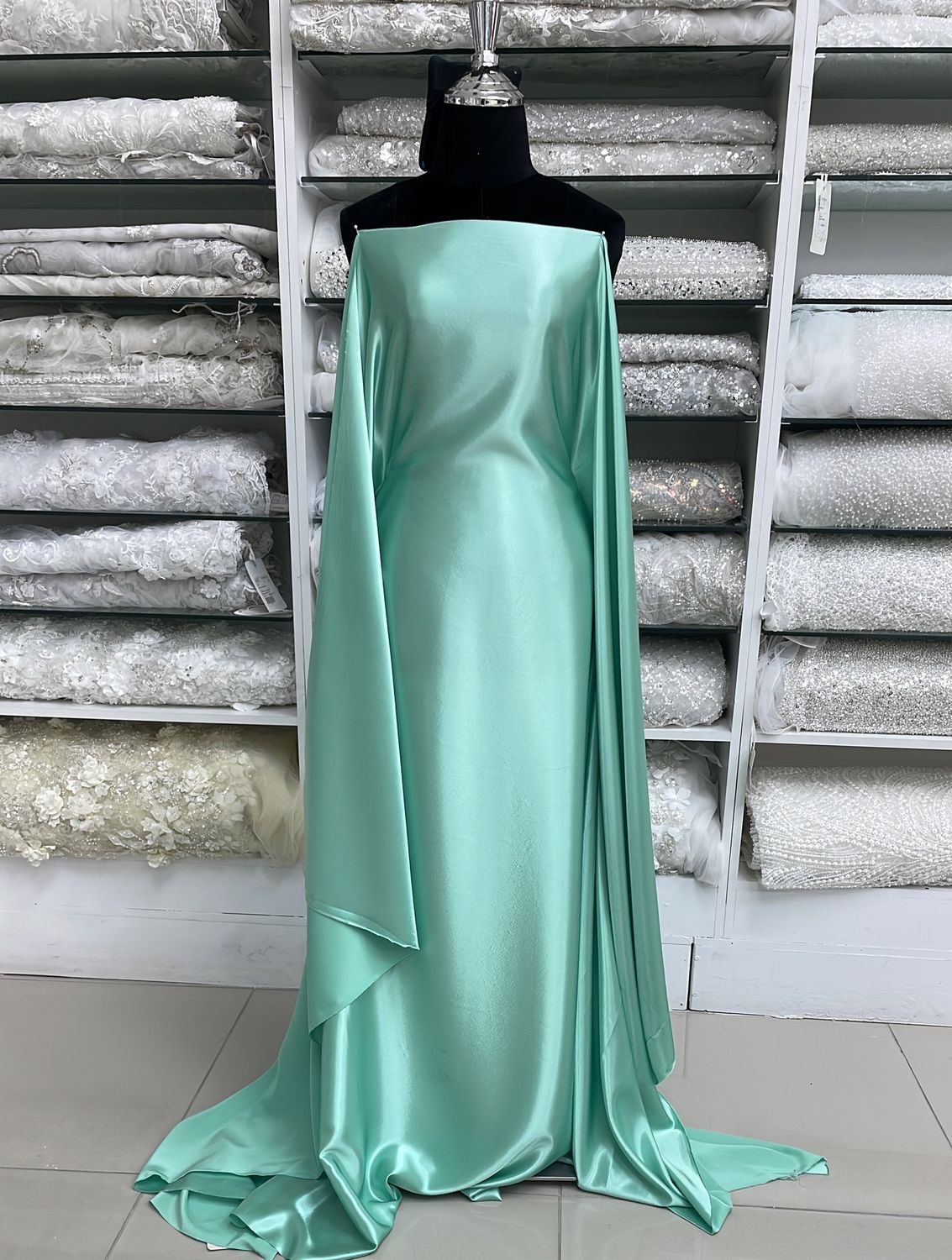 [ 15676 ] Satin Non Stretch Plain Dyed/150/5g/CALCITE GREEN per Meter