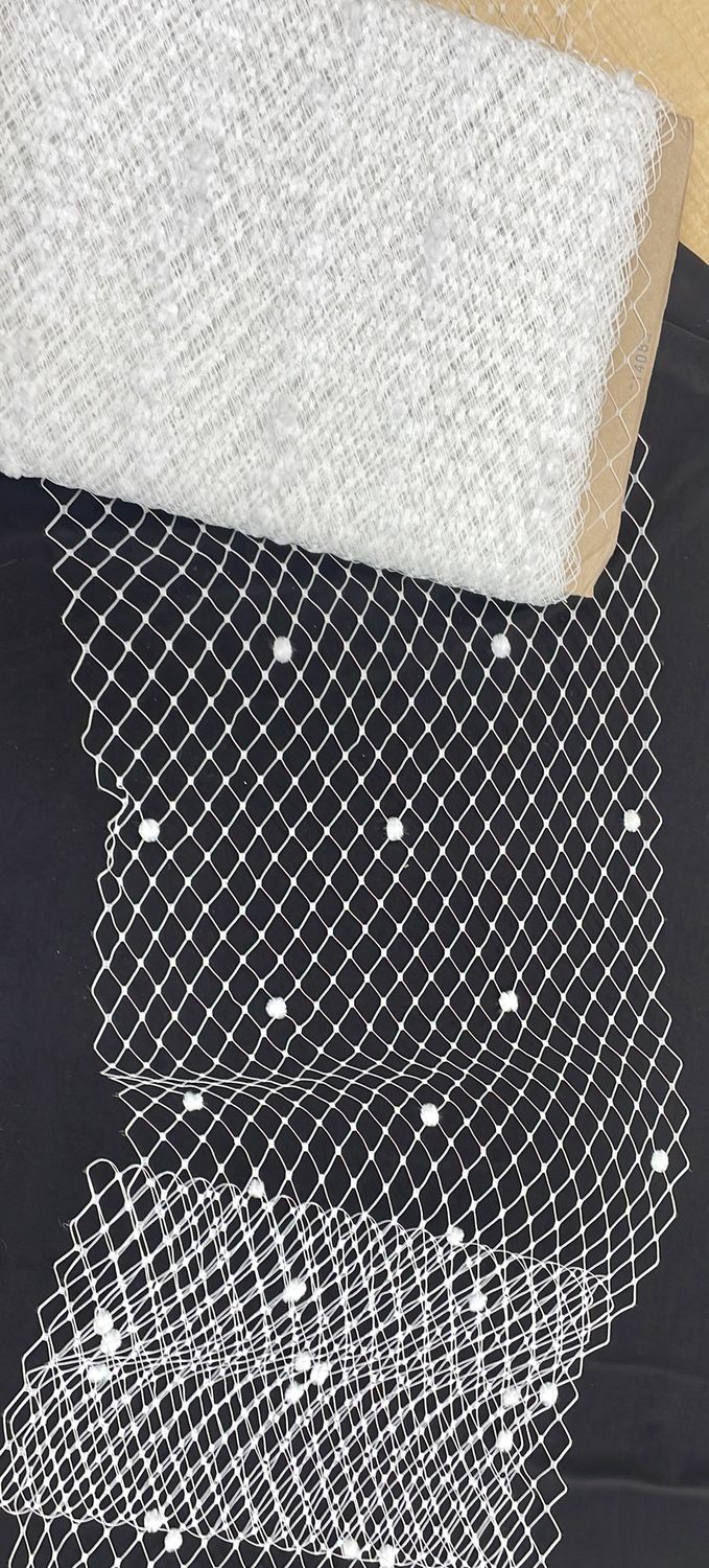 [ 20912 ] Chenille Hat Veiling/0.30/5g/White per Meter