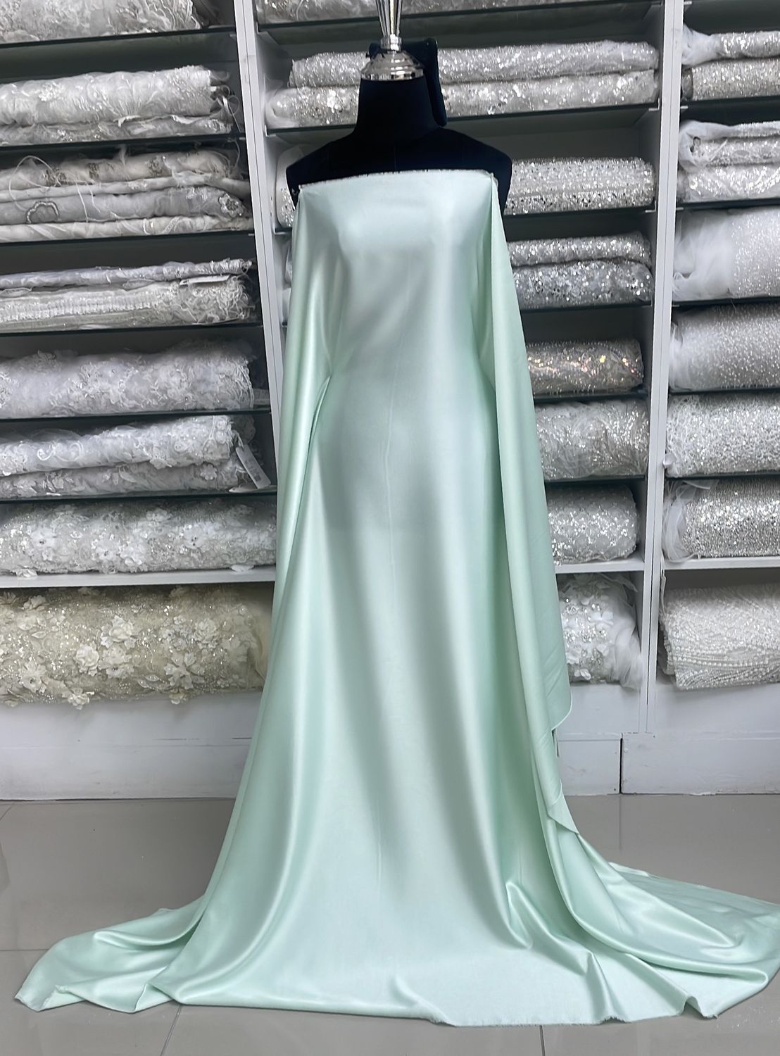 Crepe [ 21878 ] Crepe Crispy Plain Dyed/150cm/5g/MAGIC MINT Col 56 - per Meter