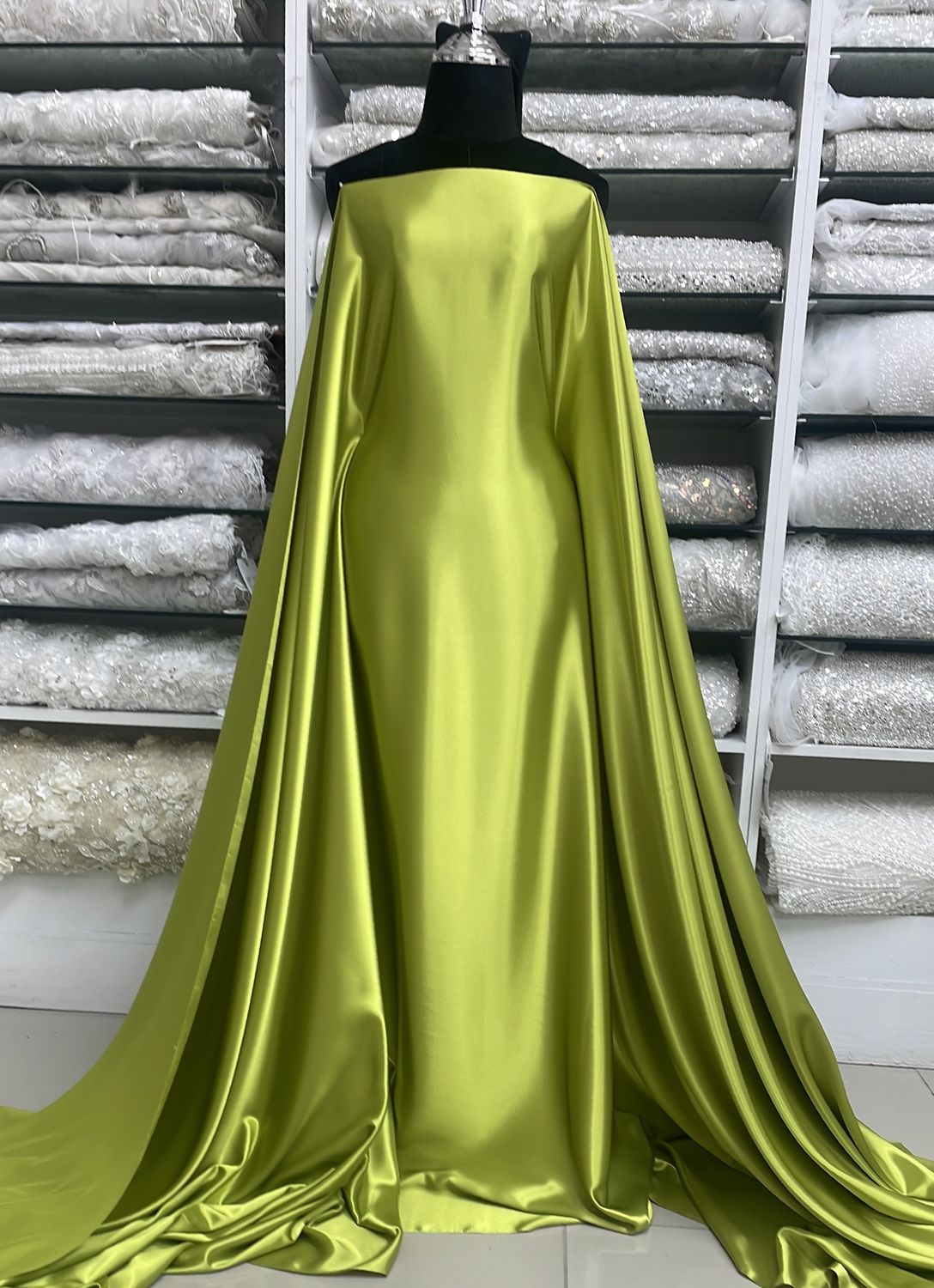 [ 19773 ] Satin Non Stretch Plain Dyed/150/5g/CHARTREUSE per Meter