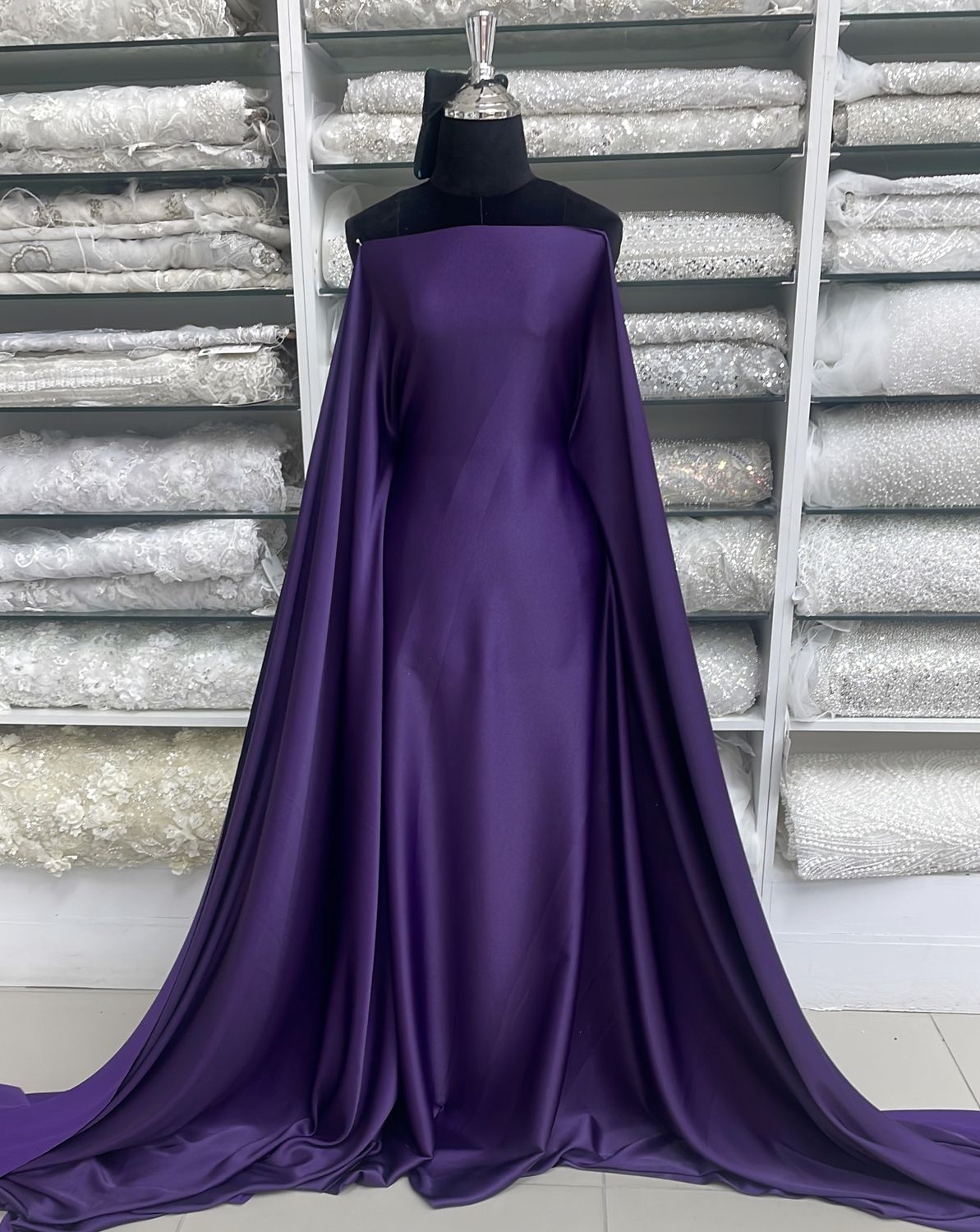 [ CSM-RO-1382-19 ] CrepeSaaraMetalic-150cm-PURPLE per Meter