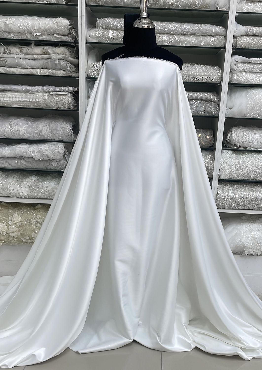 [ 25228 ] MILANO Satin Stretch-Lux-150cm-136-IVORY per Meter