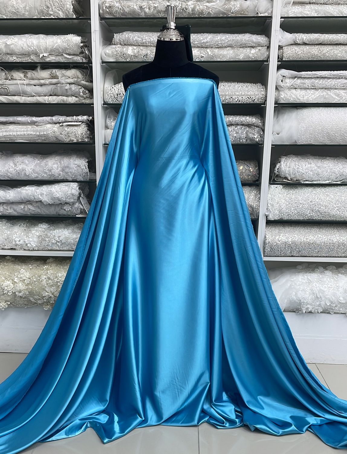 [ 16937 ] Satin Stretch Plain Dyed/150/5g/PEACOCK per Meter