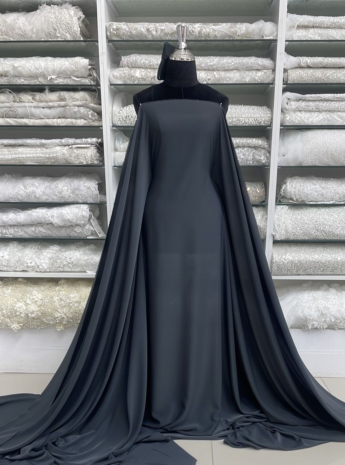 [ 24621 ] Abaya Nida Fatena-160-03Charcoal-03 per Meter