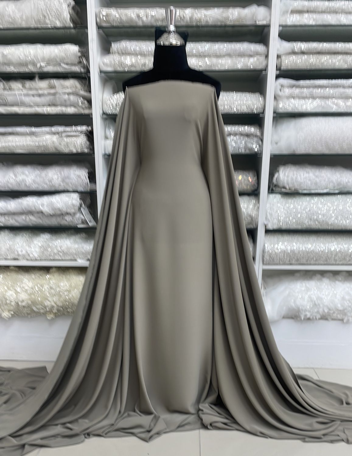 [ 24619 ] Abaya Nida Fatena-160-01-Taupe per Meter