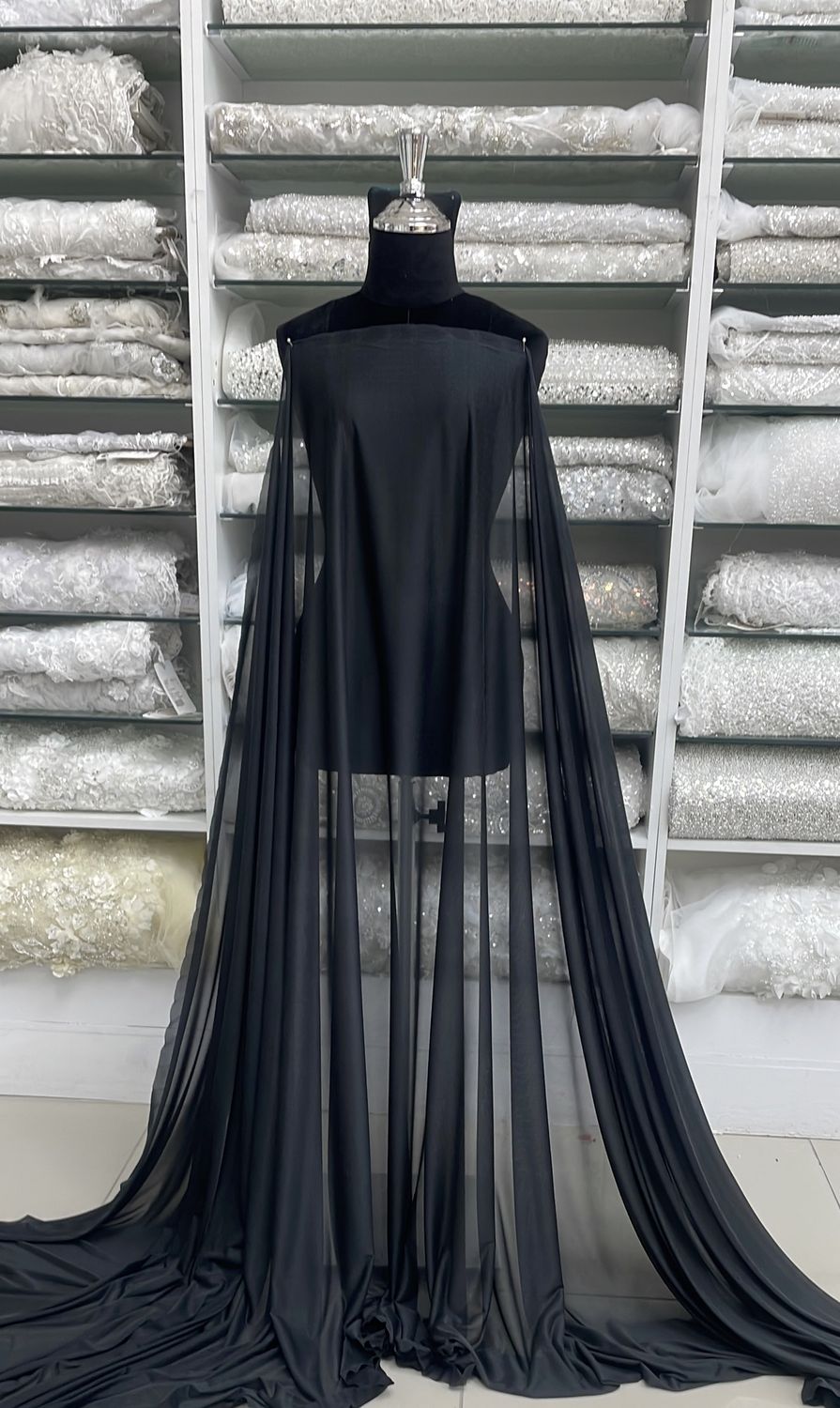 [ 18724 ] Fusing Warp Knit-HTC-8501/120cm/5g/BLACK per Meter