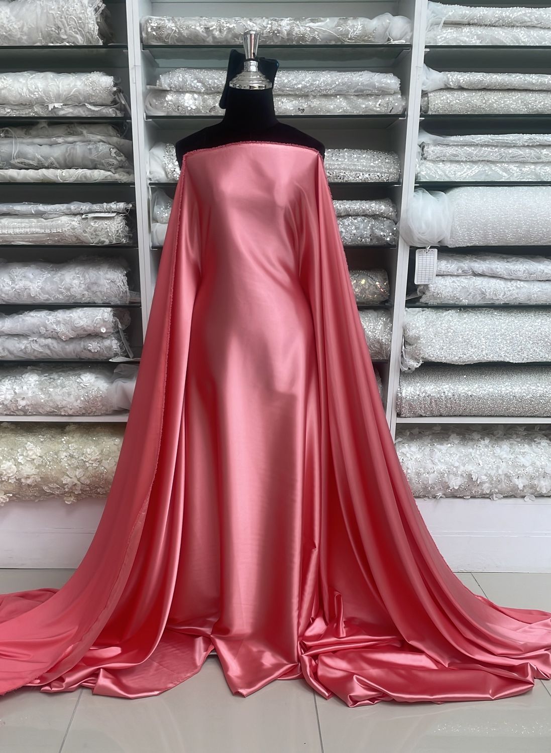[ 16939 ] Satin Stretch Plain Dyed/150/5g/CORAL per Meter