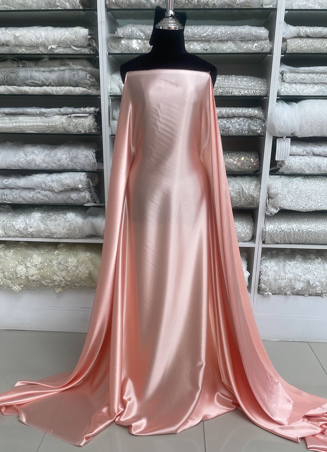 [ SS-MHJ-M11-13 ] Stretch Satin 150w Peach per Meter