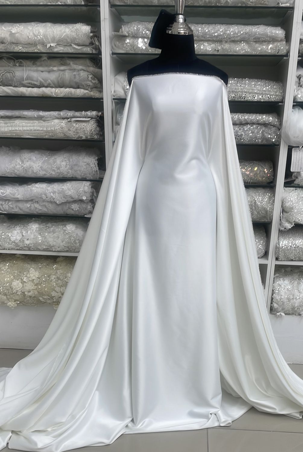 [ 25225 ] MILANO Satin Stretch-Lux-150cm-133-SILK WHITE per Meter