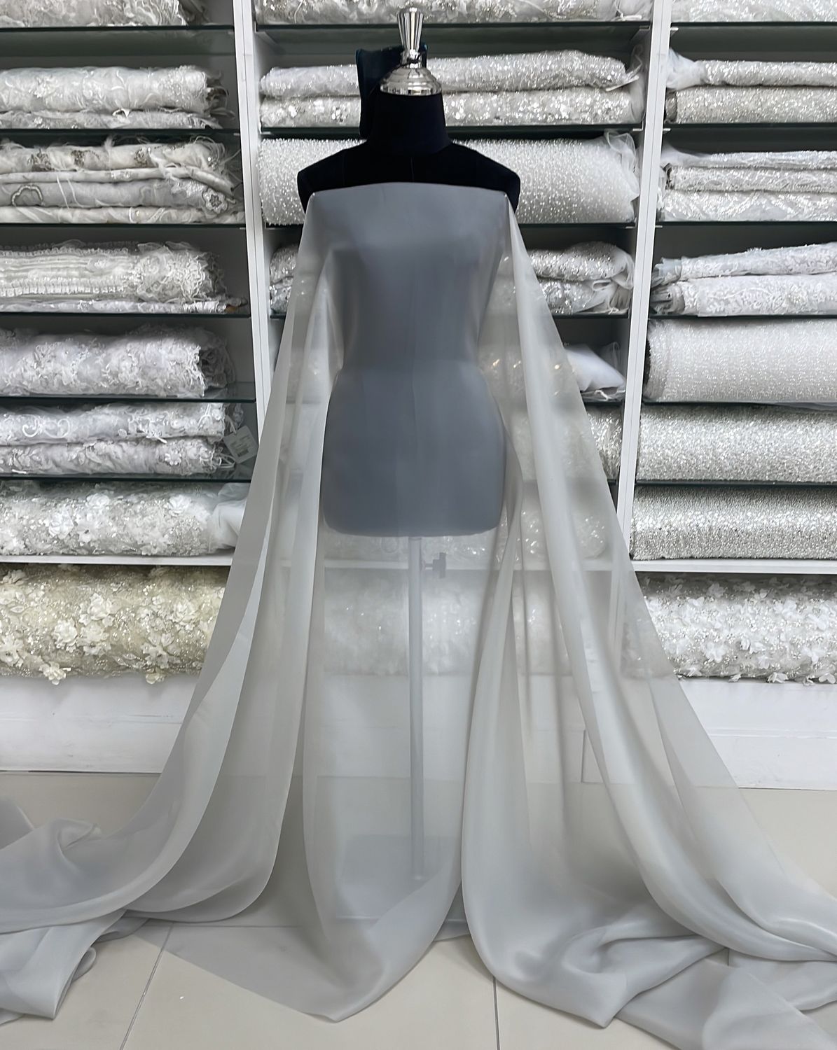 [ 24190 ] Cutie Satin Matt Organza-MN/930-150-15-Silver per Meter