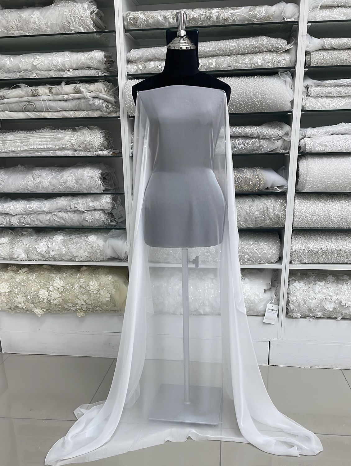 Chiffon [ 24208 ] Silky Chiffon 30D PlnDyed-150-54- Silk White per Meter