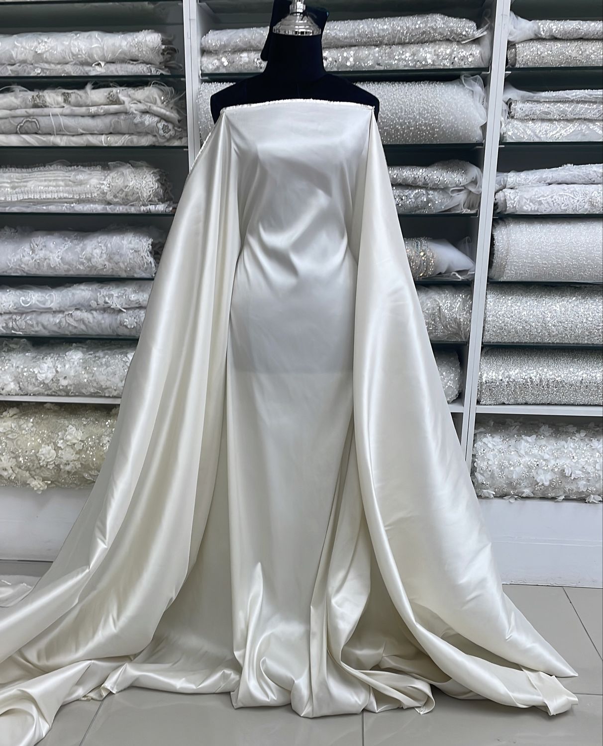 Wedding Dress Fabric [ TAB-ROR-3308NO2 ] Tafetta Bridal 150cm - Ivory per Meter
