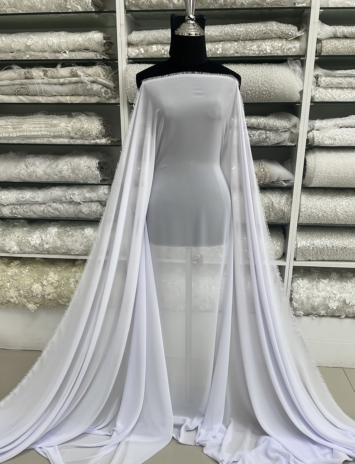 [ GES-LO-RTL04-1 ] SuperGeorgette150cm-WHITE per Meter