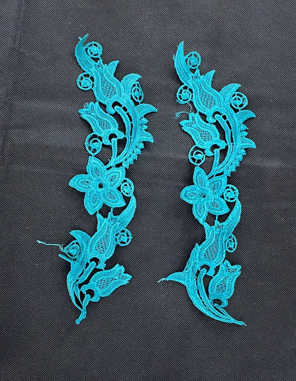 [ LACMP-AK-0841-5 ] LaceChemicalMotiffPair-29cm-JADE per Meter