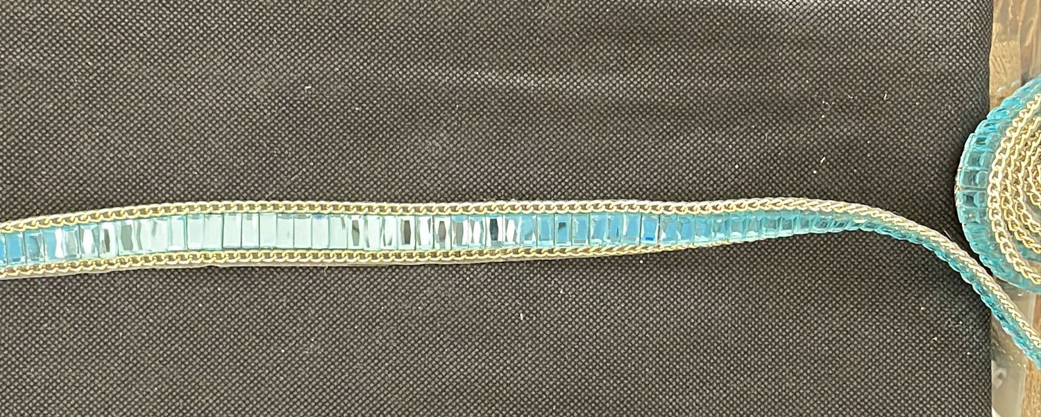 [ 15140 ] Braid Crystal Iron On/2cm/5g/Turq per Meter