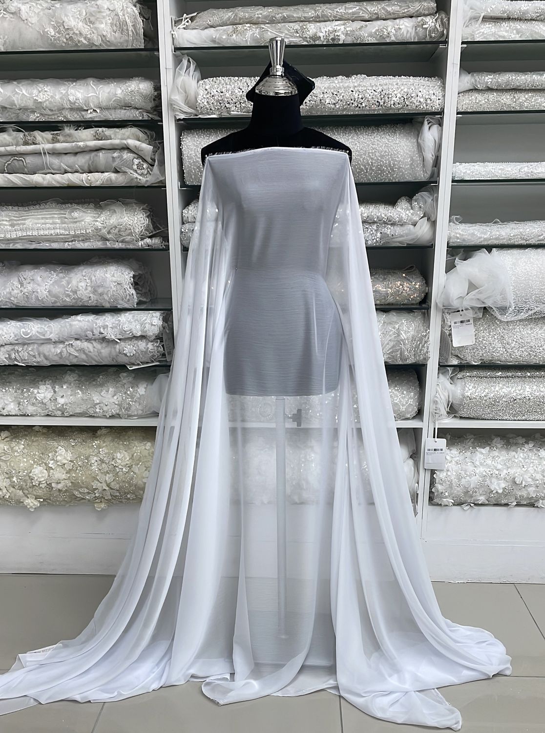 [ CHC-GG-W14127-2 ] Cationic Chiffon 137w White per Meter