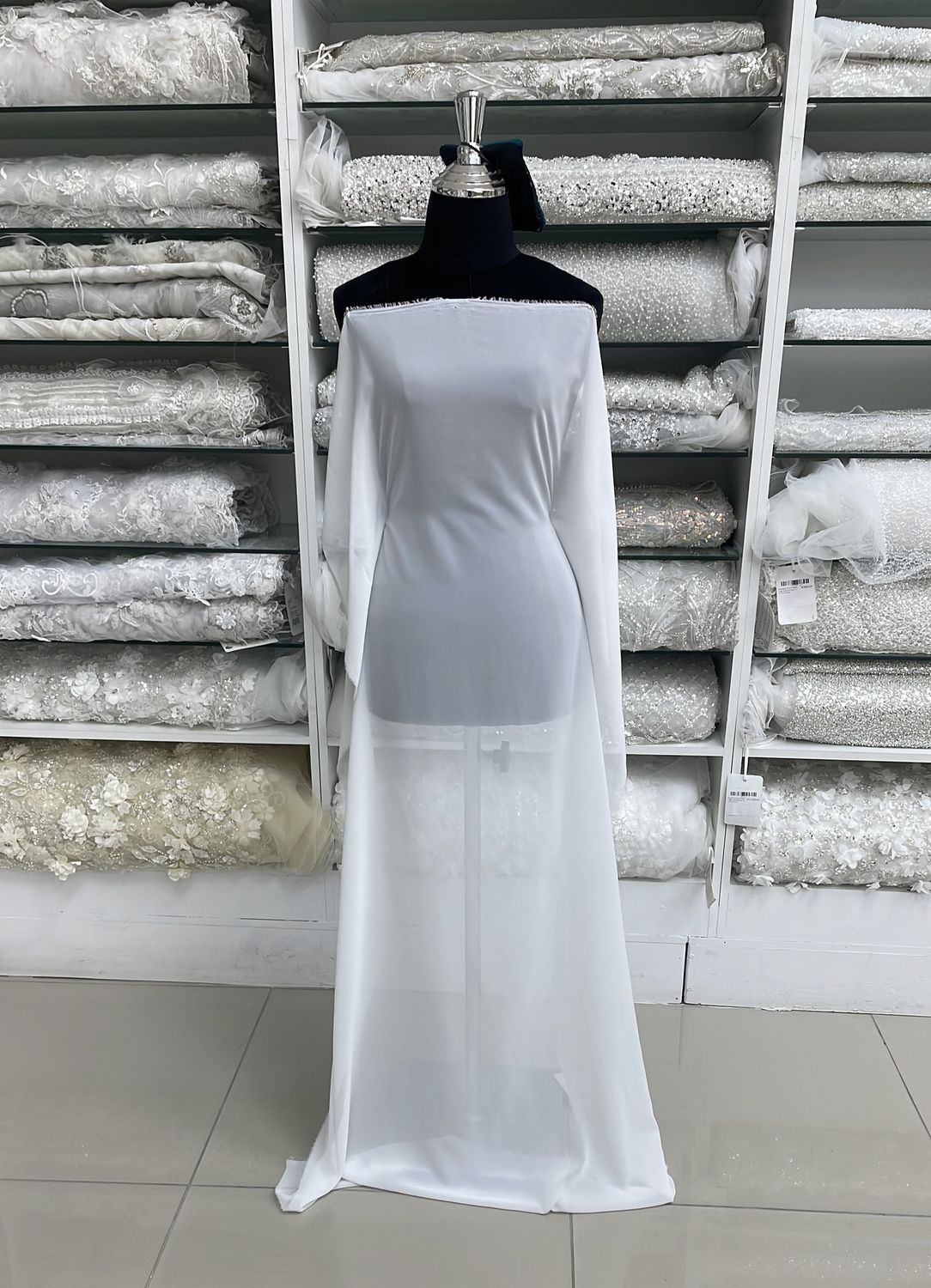[ 23159 ] Stretch Crepe Chiffon-150-WHITE per Meter