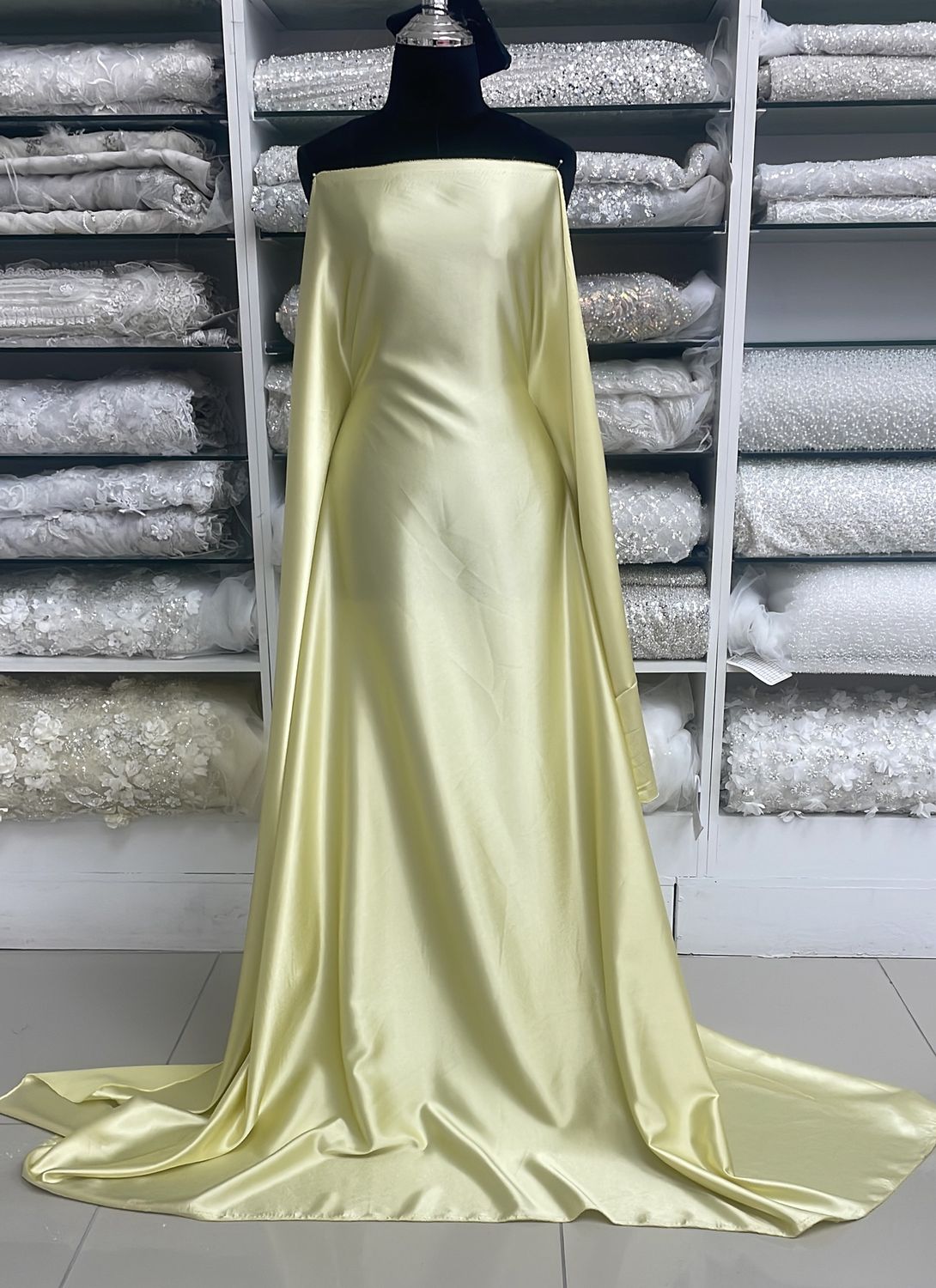 Wedding Dress Fabric [ BSS-MHJ4773-32 ] Bridal Shamuse Satin 150w Lemon per Meter