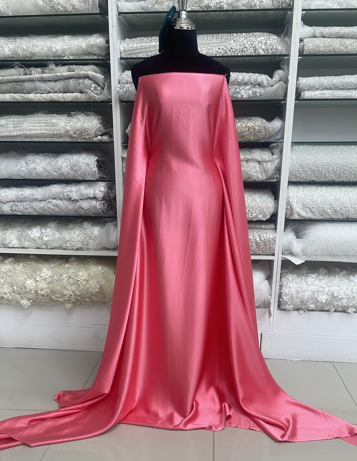 [ SBCS-PO-2096-8 ] SatinbackCrepeStretch150-CORAL per Meter